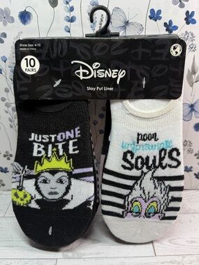 Disney Villains Women's Stay Put Liner Socks, 10-Pack